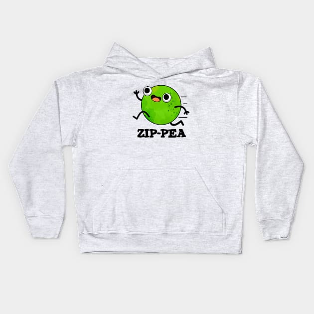 Zip-pea Cute Zippy Pea Pun Kids Hoodie by punnybone